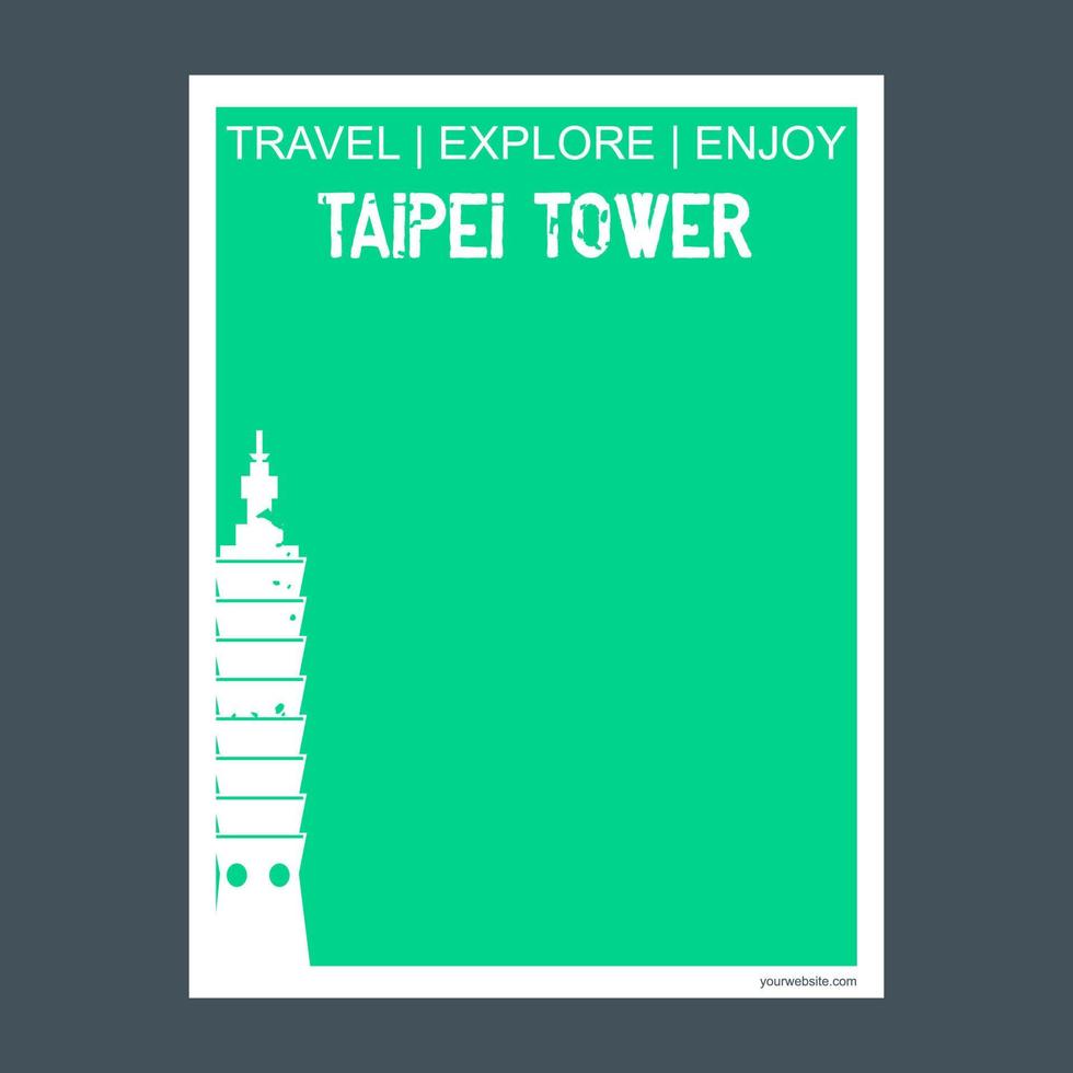 Taipei toren Taiwan monument mijlpaal brochure vlak stijl en typografie vector