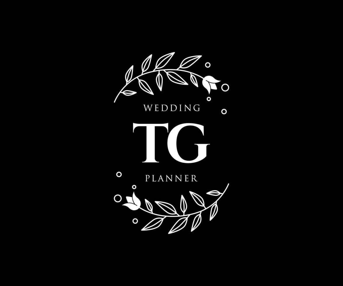 tg initialen brief bruiloft monogram logos verzameling, hand- getrokken modern minimalistisch en bloemen Sjablonen voor uitnodiging kaarten, opslaan de datum, elegant identiteit voor restaurant, boetiek, cafe in vector