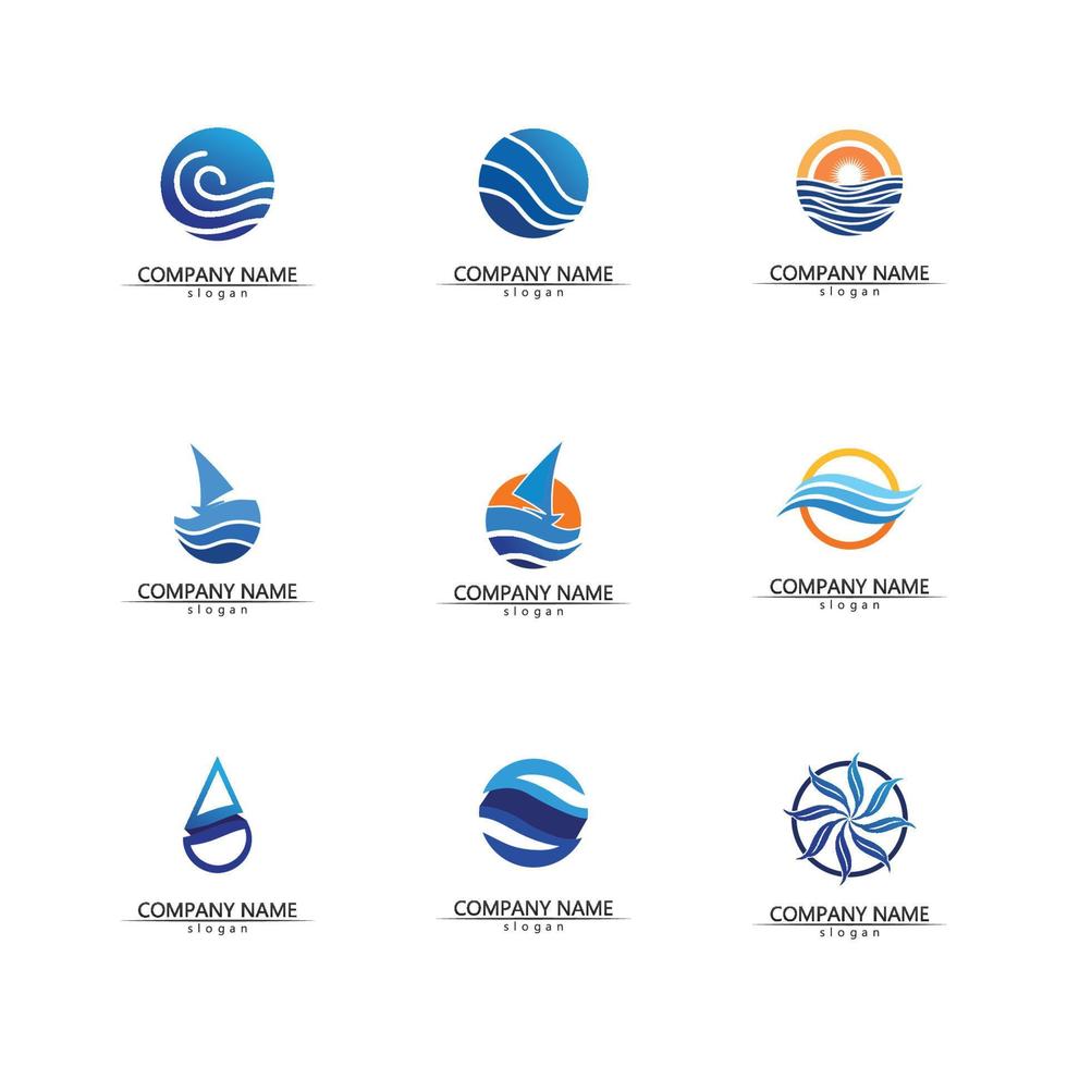 geïsoleerde ronde vorm logo. blauwe kleur logo. stromend water beeld. zee, oceaan, rivieroppervlak. vector