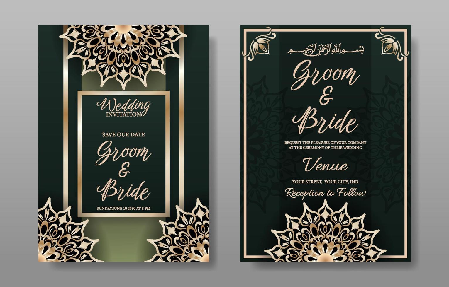 Moslim bruiloft uitnodiging sjabloon vector