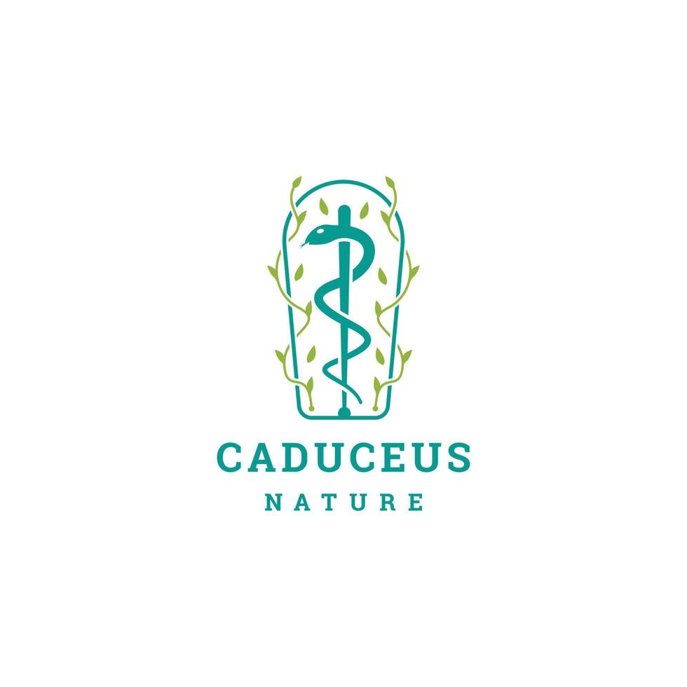 caduceus blad boom logo ontwerp sjabloon vlak vector