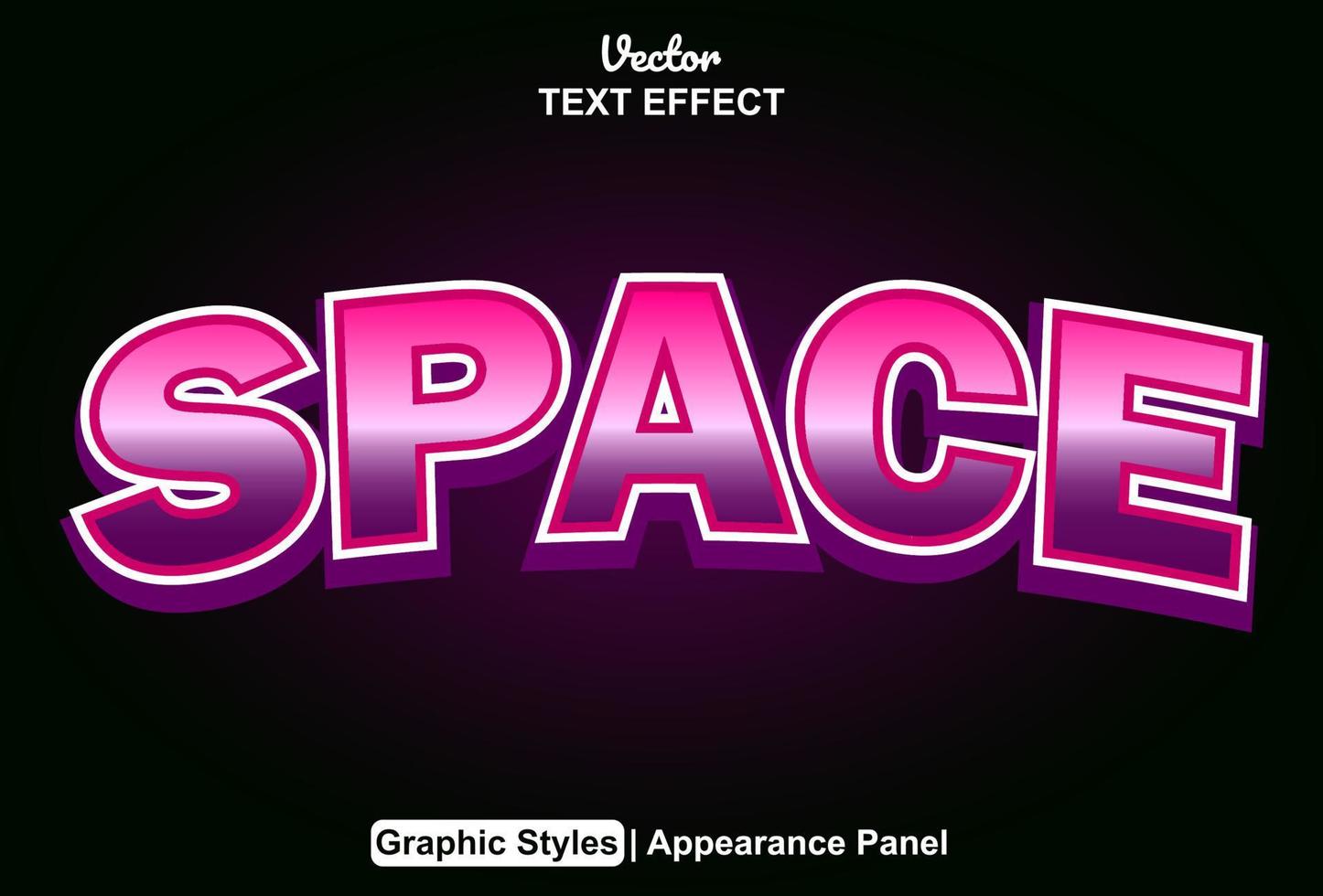 ruimte tekst effect met grafisch stijl en bewerkbaar. vector