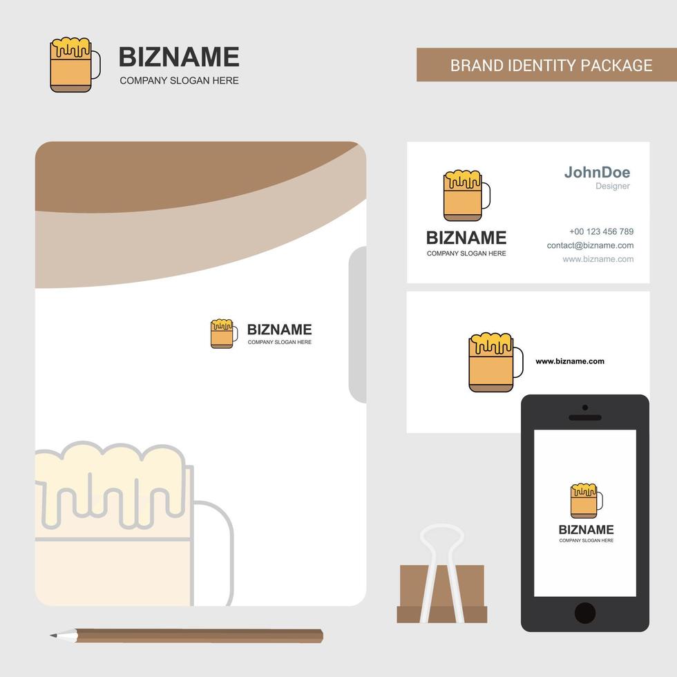 bier bedrijf logo het dossier Hoes bezoekende kaart en mobiel app ontwerp vector illustratie