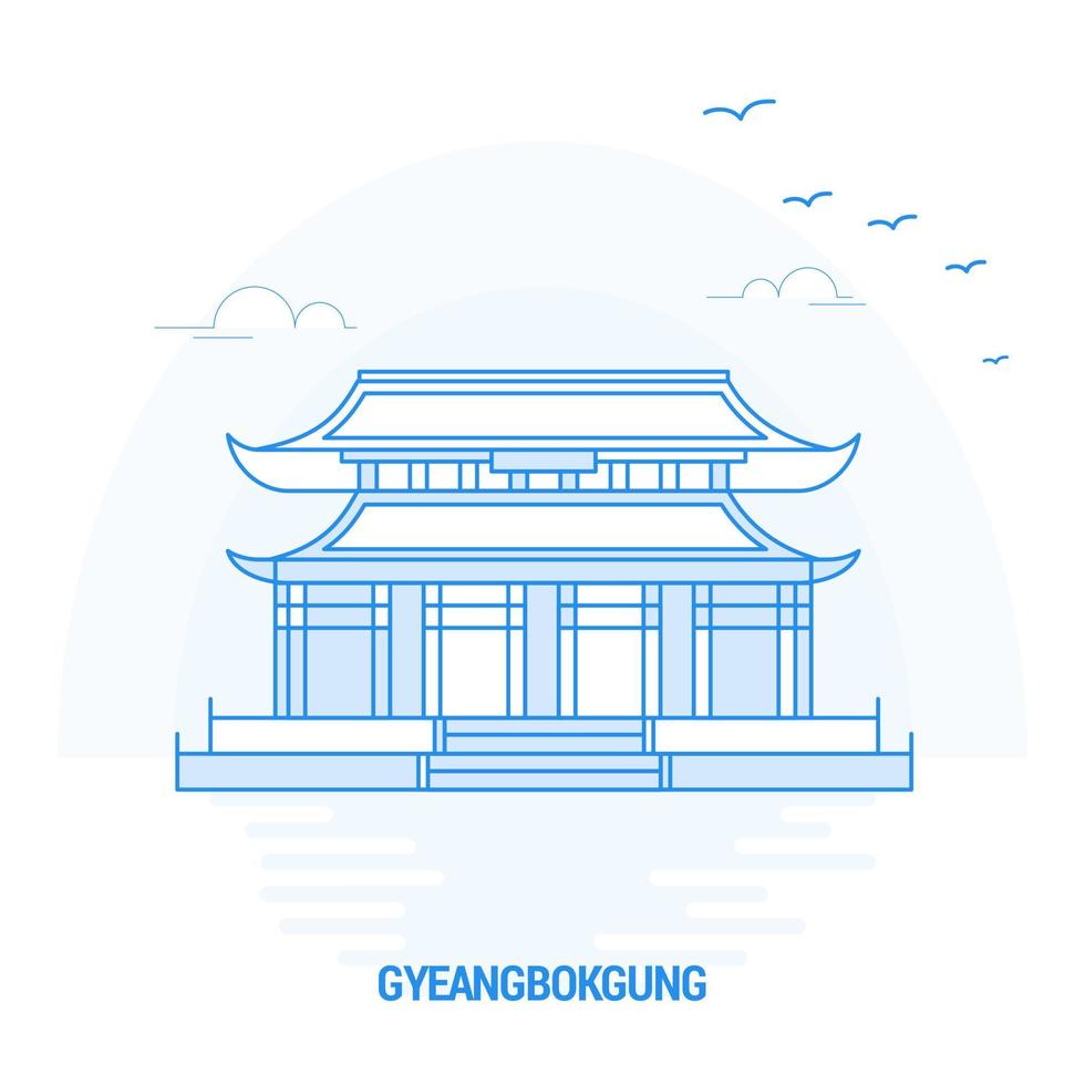 gyeangbokgung blauw mijlpaal creatief achtergrond en poster sjabloon vector