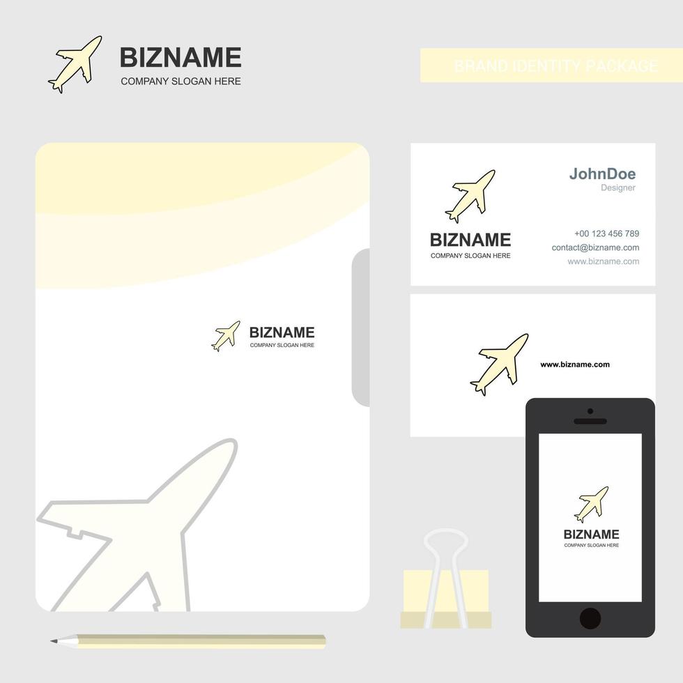 vliegtuig bedrijf logo het dossier Hoes bezoekende kaart en mobiel app ontwerp vector illustratie