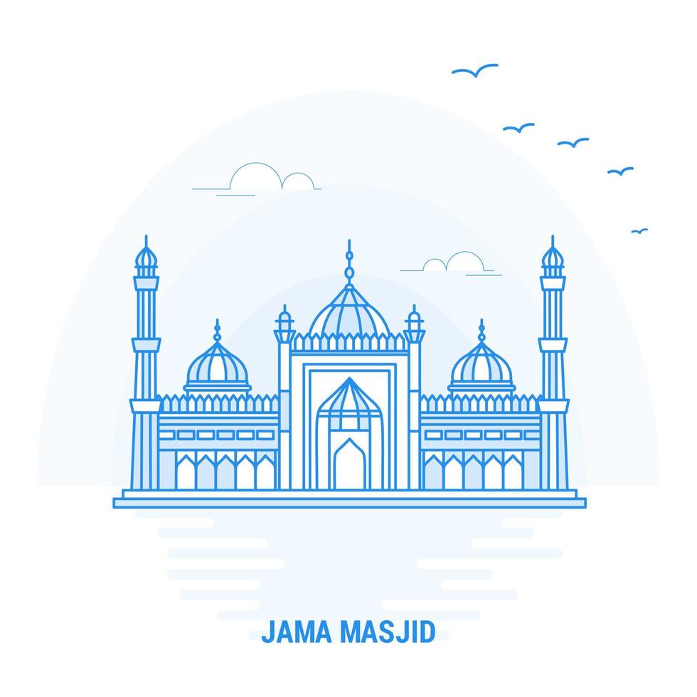 jama masjid blauw mijlpaal creatief achtergrond en poster sjabloon vector