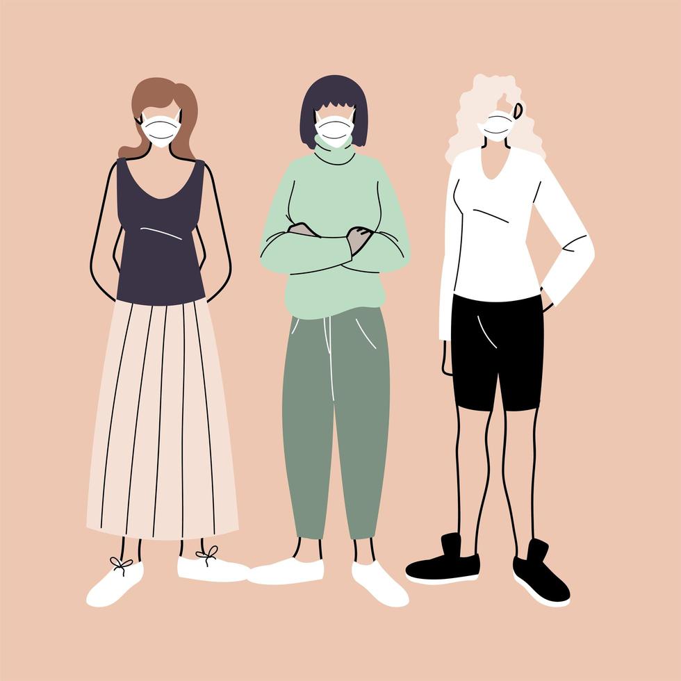 vrouwen die medische gezichtsmaskers dragen vector