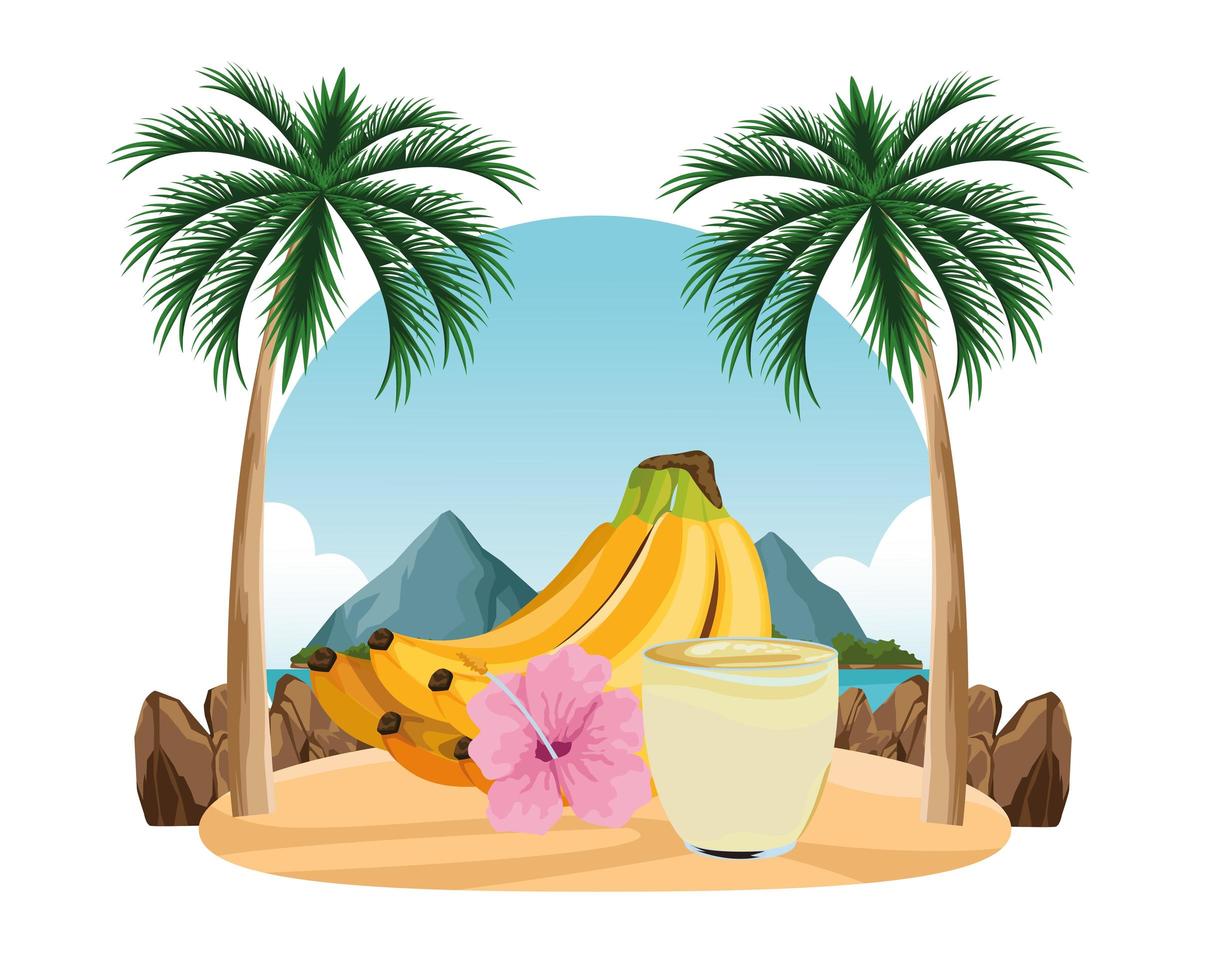 tropisch fruit en smoothiedrank vector