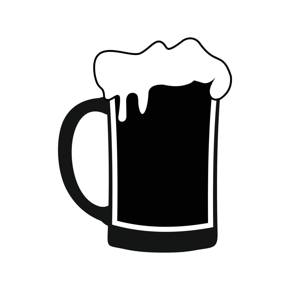 mok van bier zwart gemakkelijk icoon vector