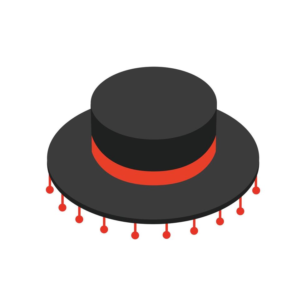 zwart sombrero hoed icoon, isometrische 3d stijl vector