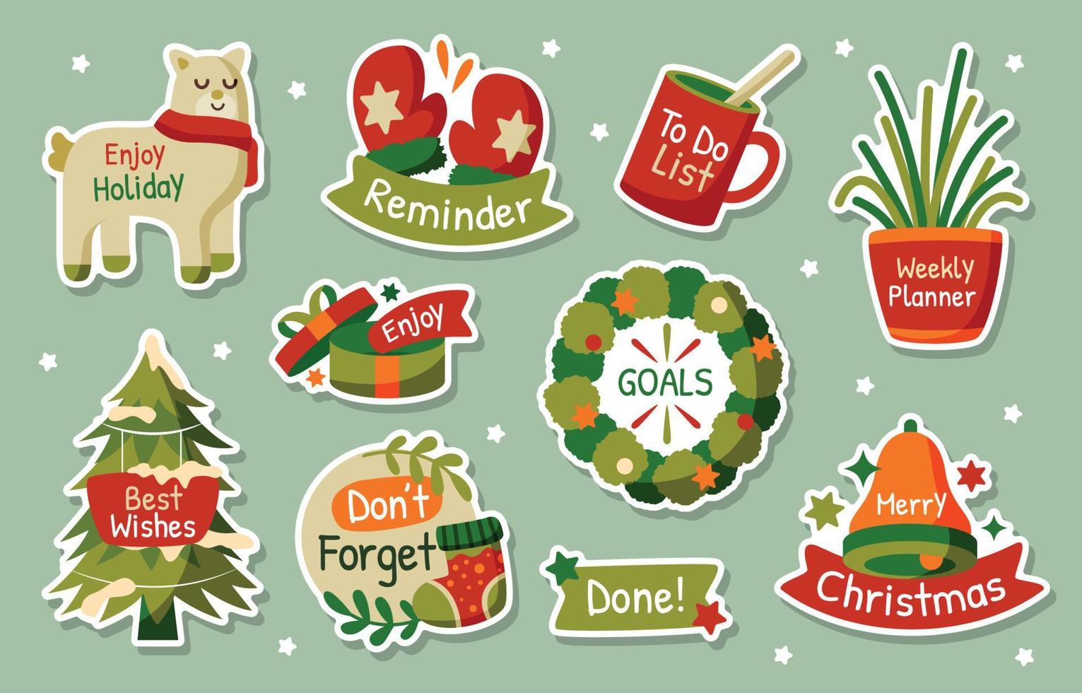 Kerstmis journaling sticker reeks vector