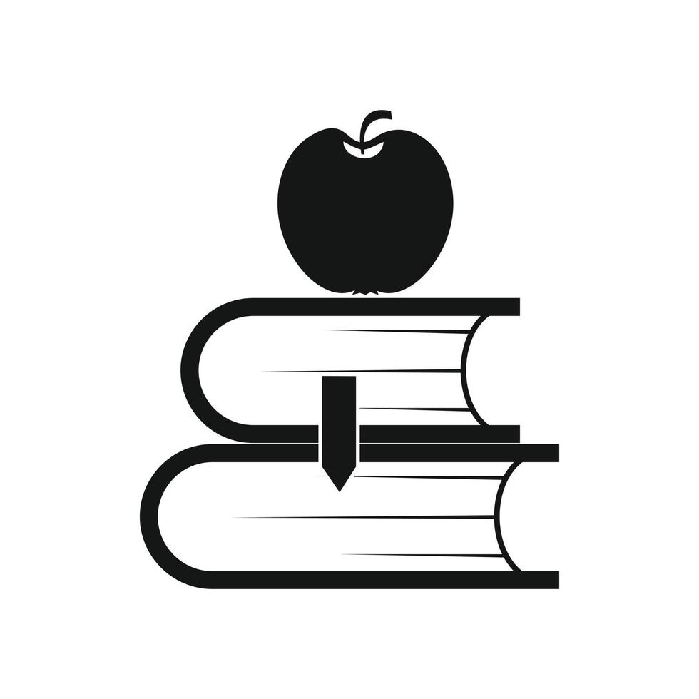 twee boeken en appel icoon, gemakkelijk stijl vector