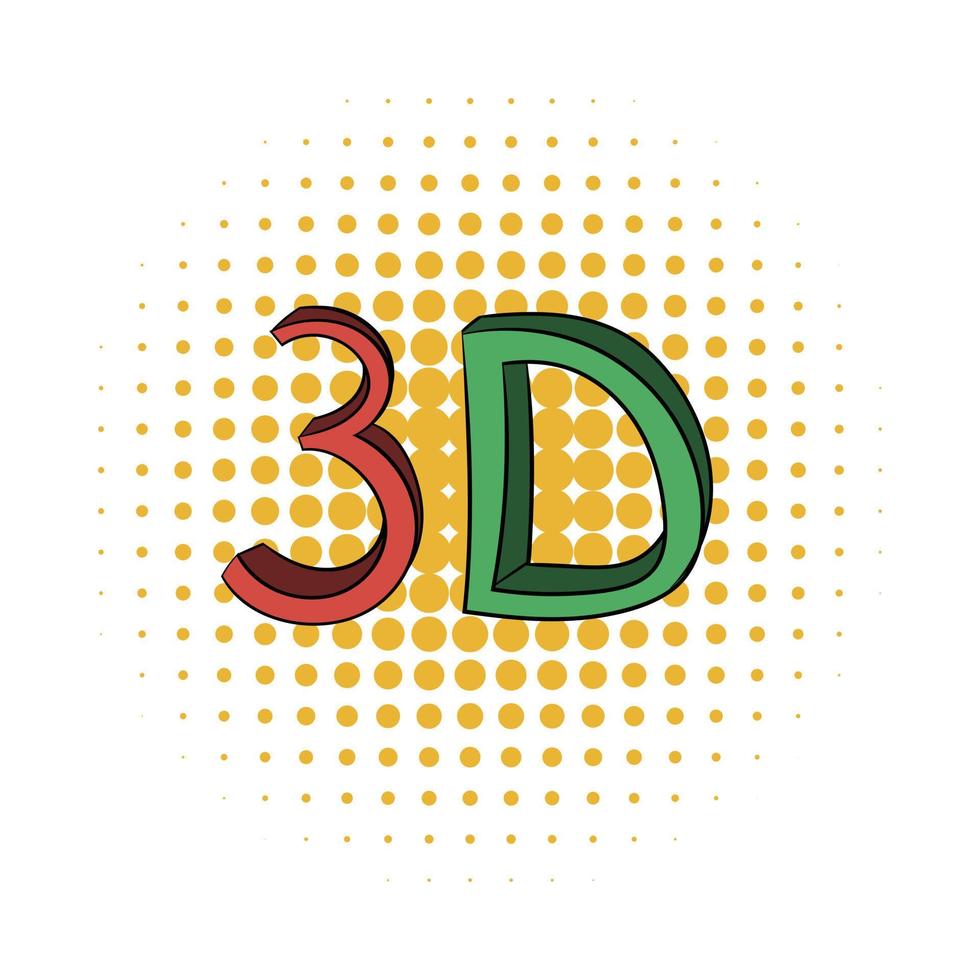 3d woord geschreven in rood en groen kleur comics icoon vector