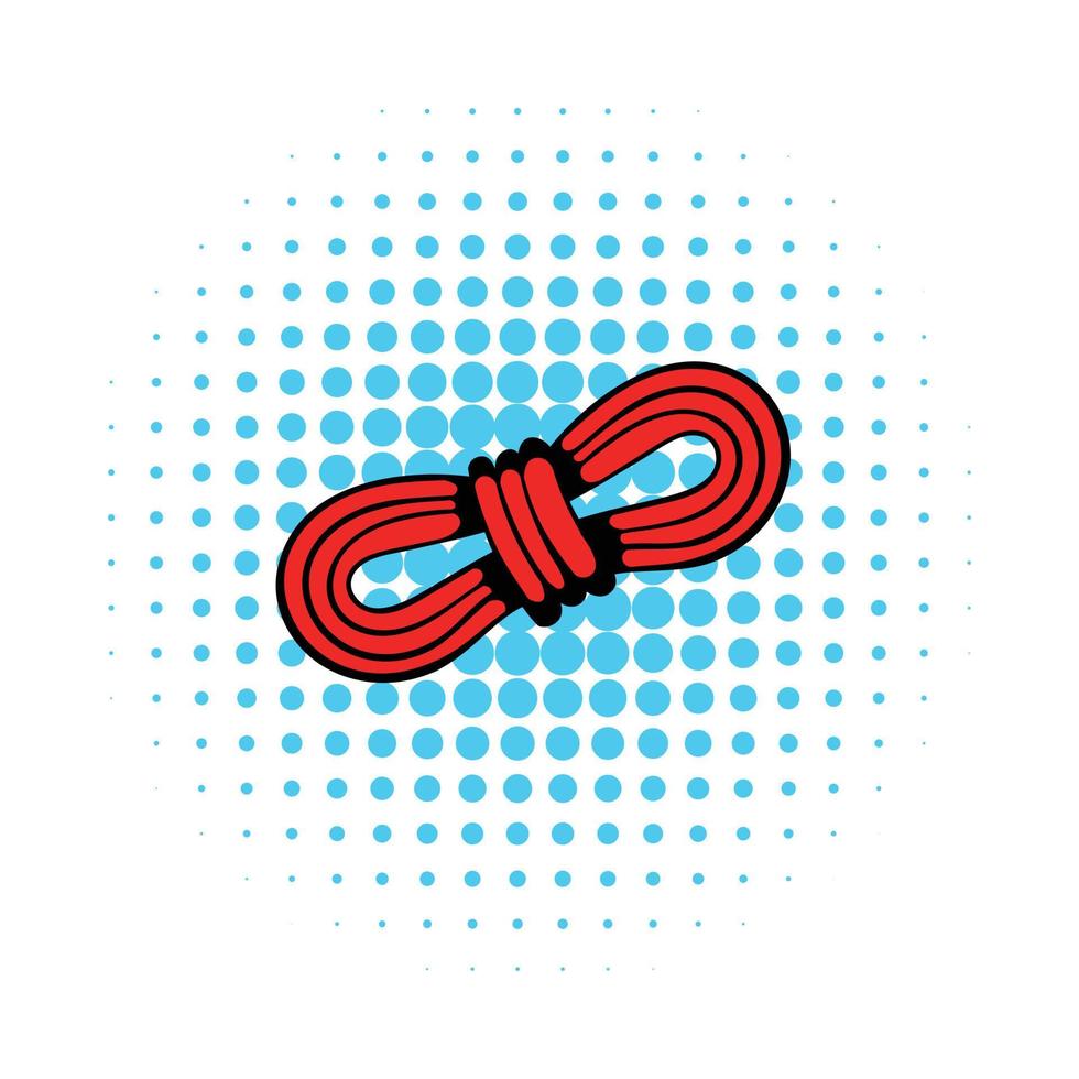 rood touw en karabijnhaken icoon, in comics stijl vector