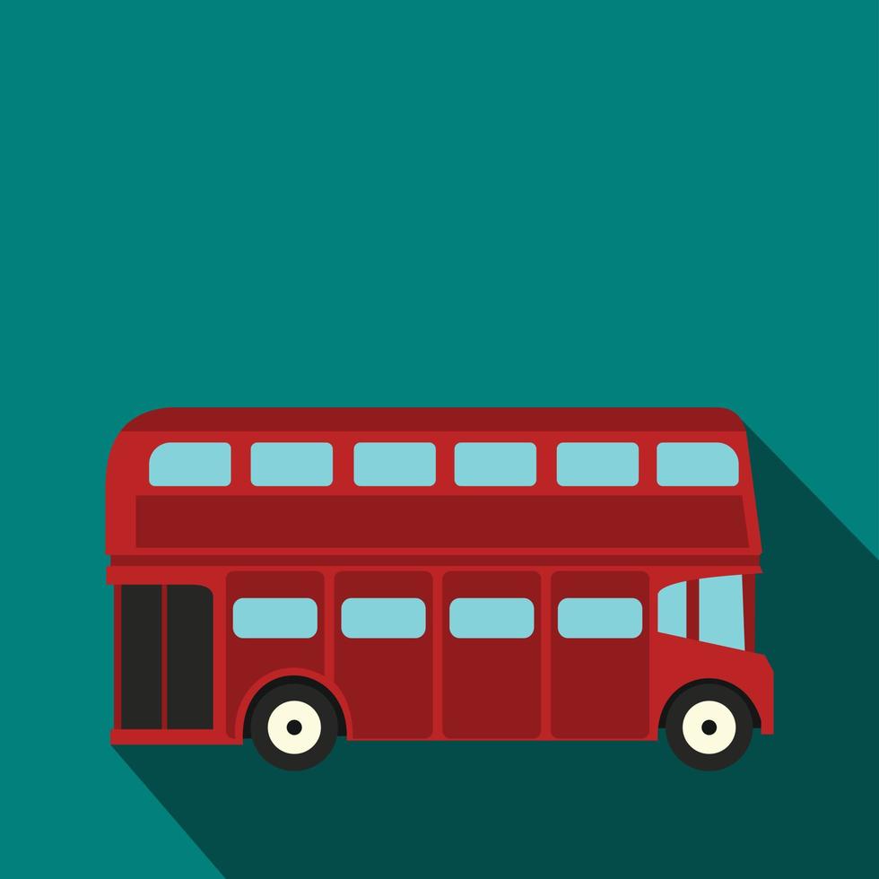 Londen dubbele decker rood bus icoon, vlak stijl vector