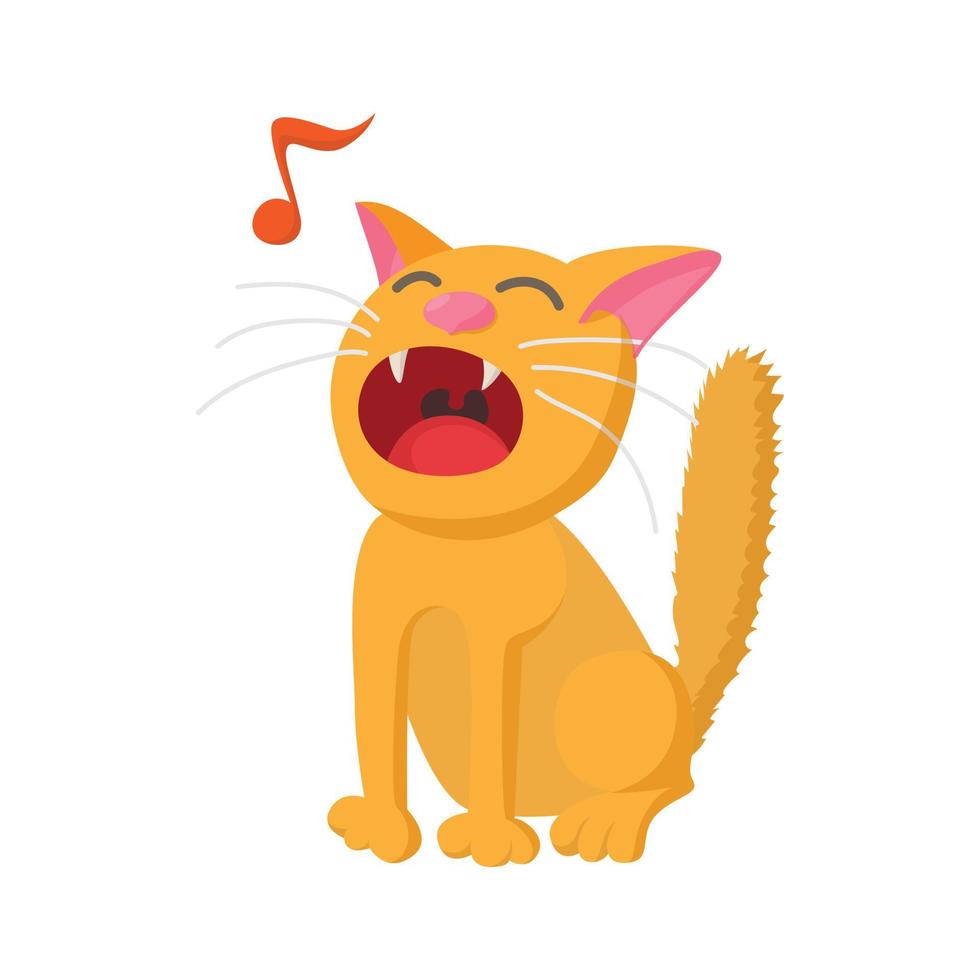 het zingen kat icoon, tekenfilm stijl vector