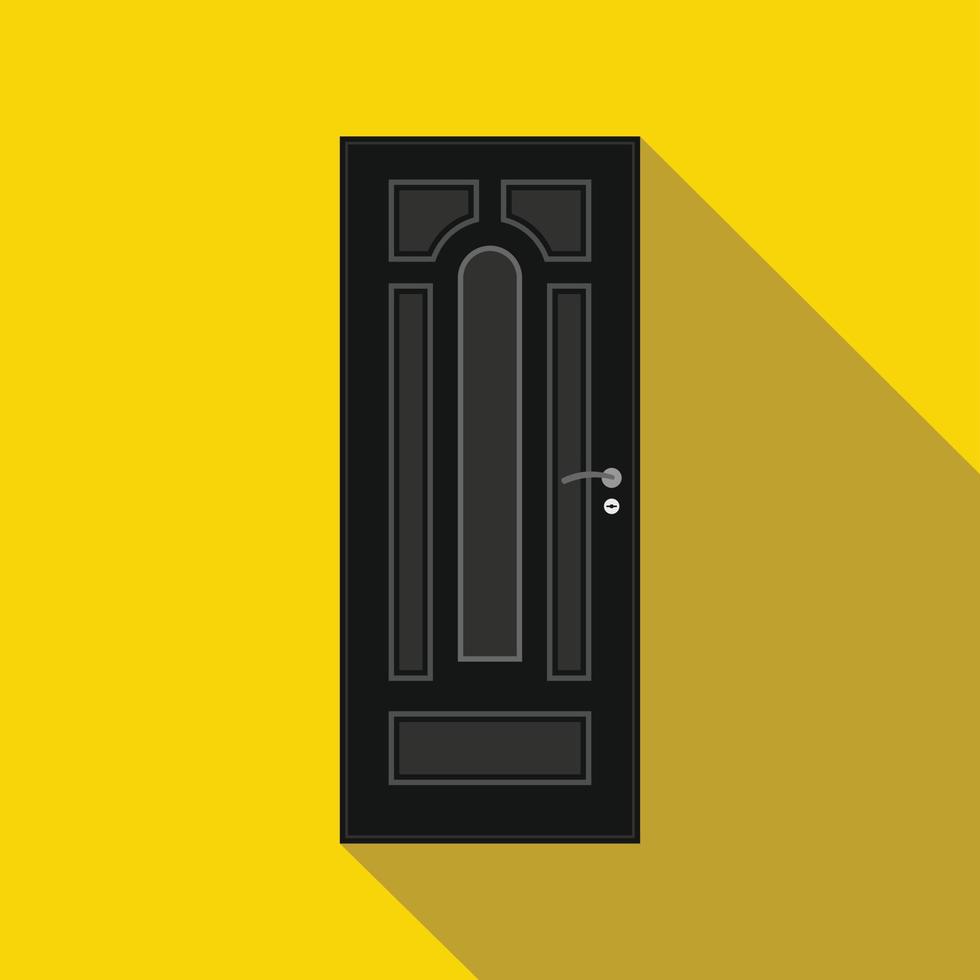 zwart staal deur icoon, vlak stijl vector