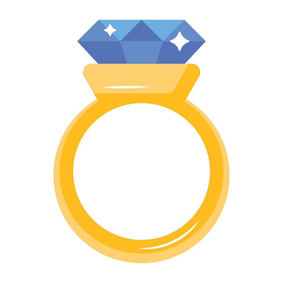 een diamant ring in vlak icoon vector