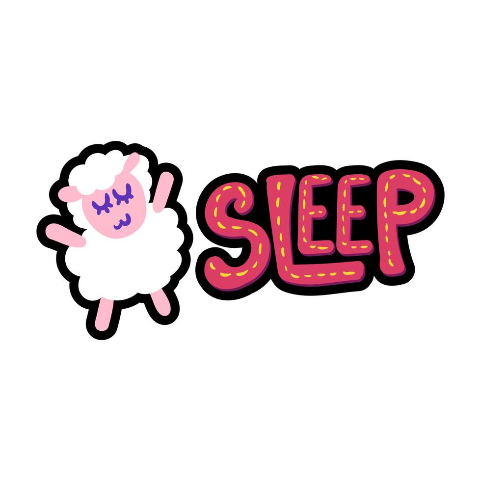 schapen met slaap belettering patch vector
