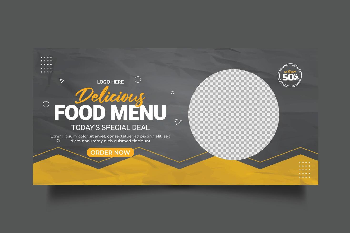 voedsel web banier voedsel reclame korting uitverkoop aanbod sjabloon sociaal media voedsel Hoes post ontwerp vector