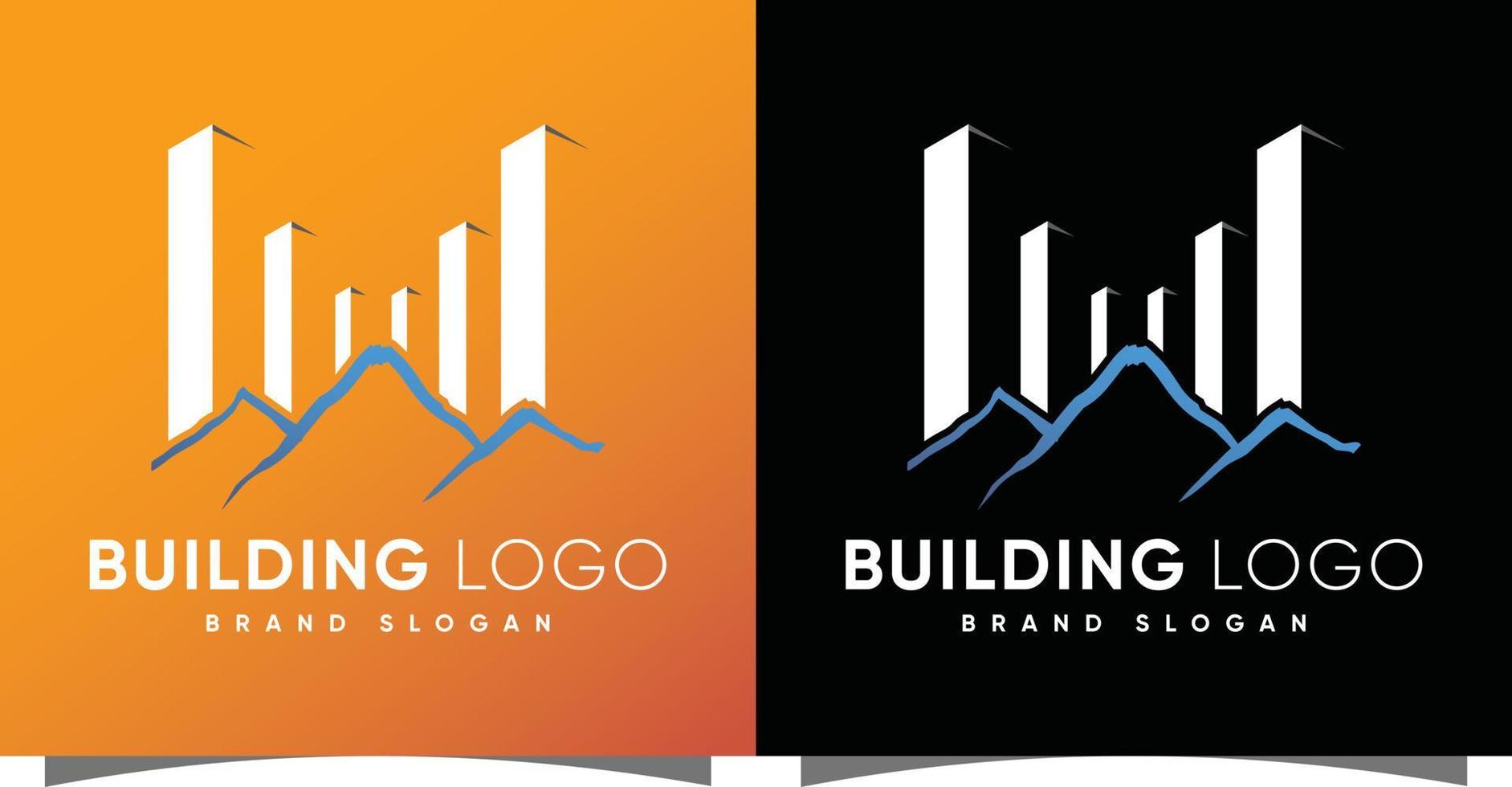 gebouw logo met berg element creatief modern syle premie vector