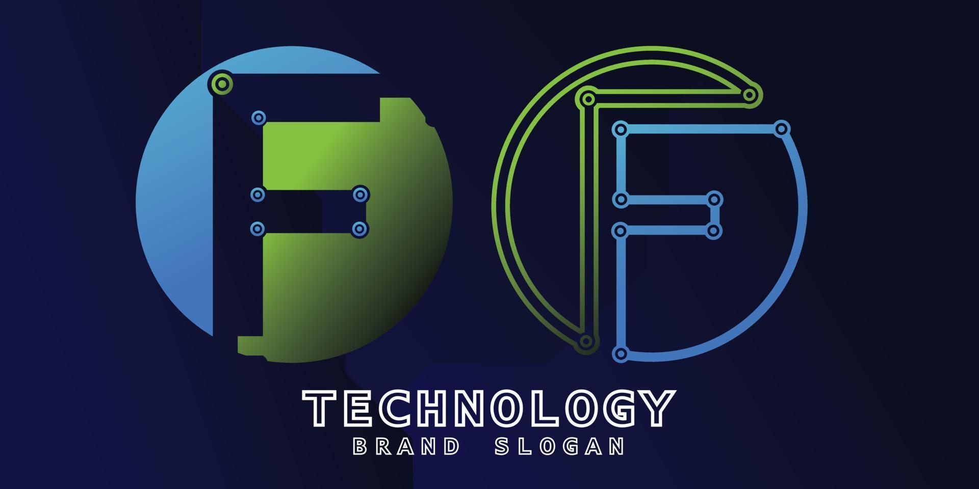technologie logo met fa brief in creatief ontwerp premie vector