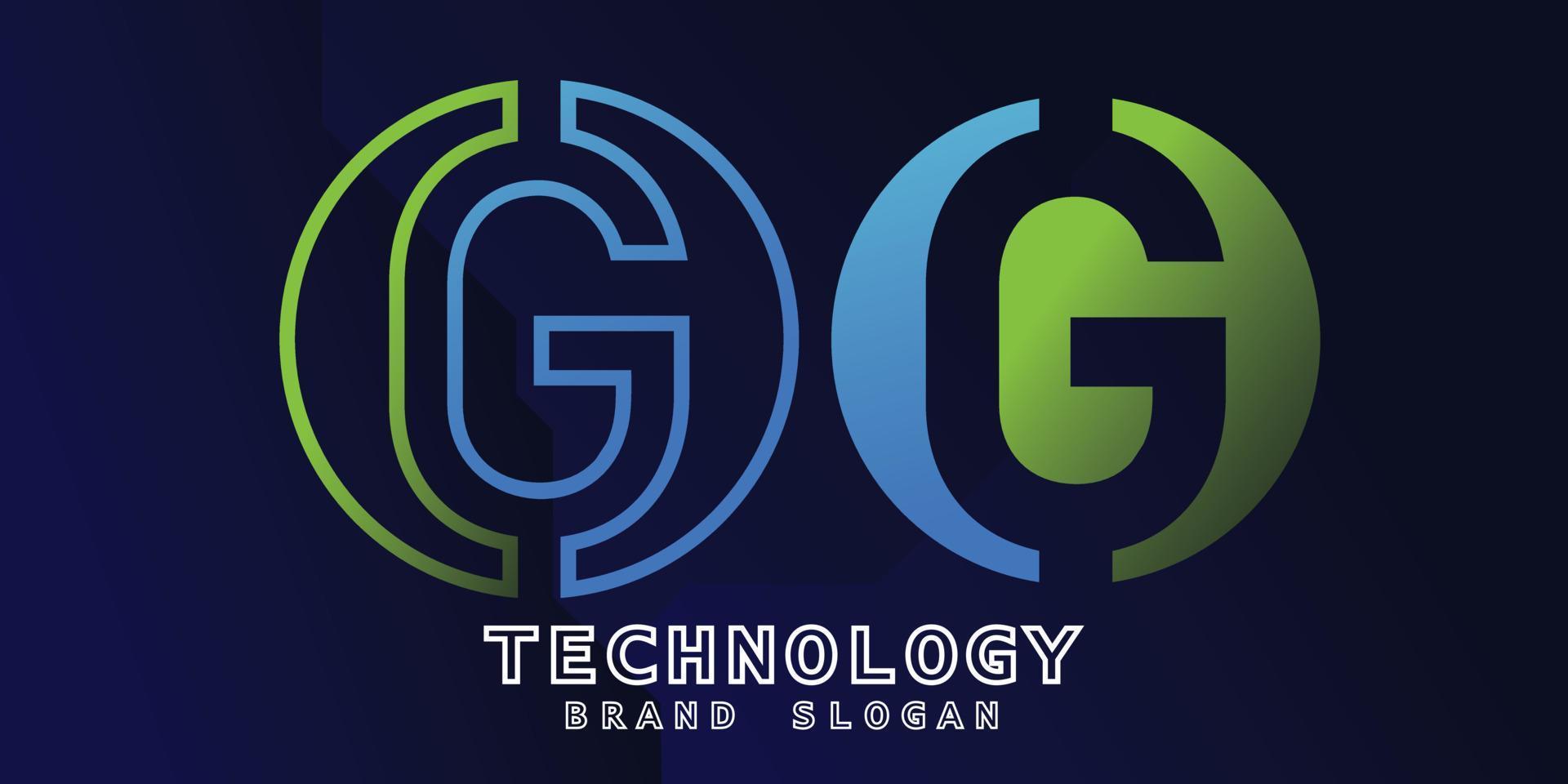 technologie logo met g brief in creatief ontwerp premie vector