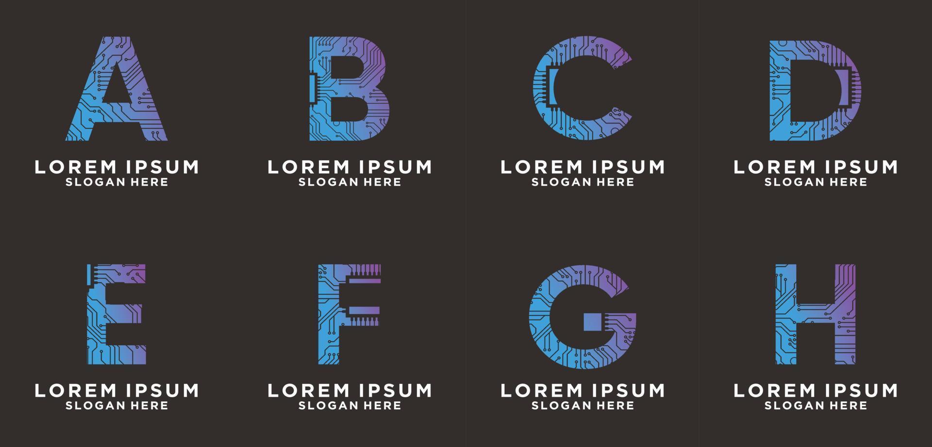 een b c d e f g h brief logo met creatief modern syle premie vector