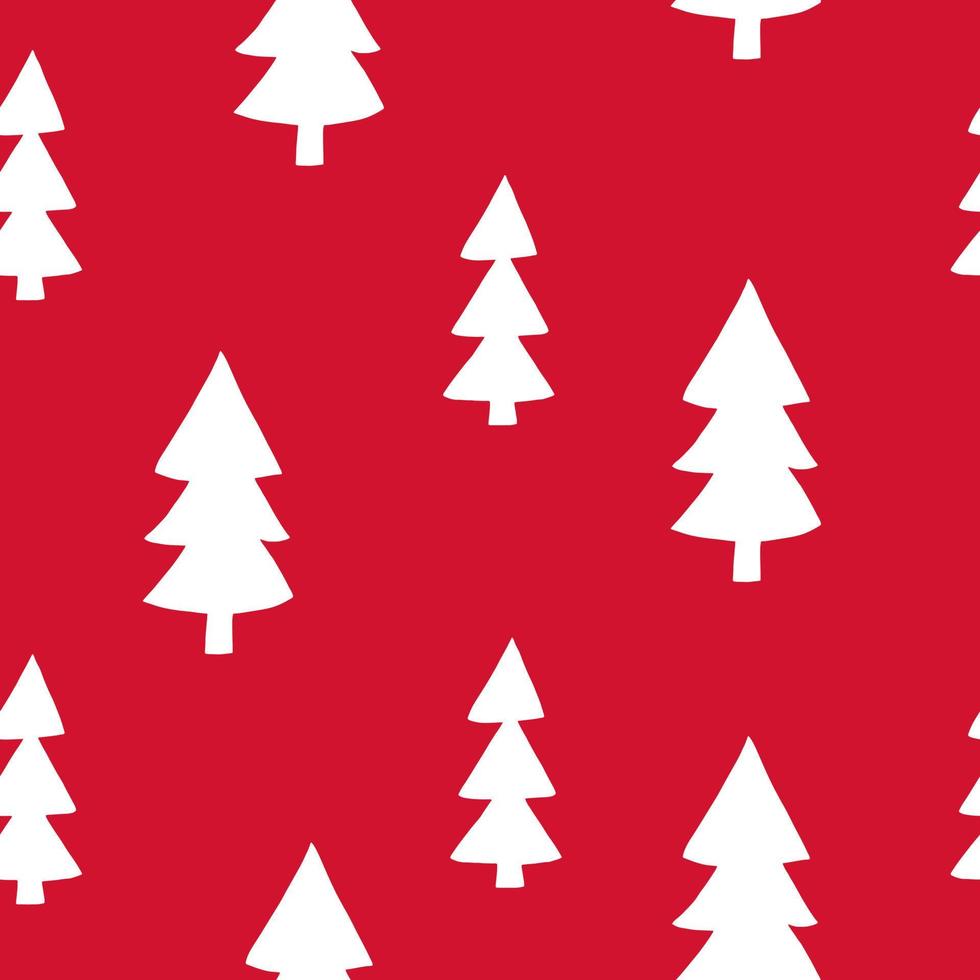 Kerstmis boom naadloos patroon hand- getrokken in tekening stijl. silhouet, gemakkelijk, minimalisme, monochroom, scandinavisch. behang, omhulsel papier, textiel achtergrond vector