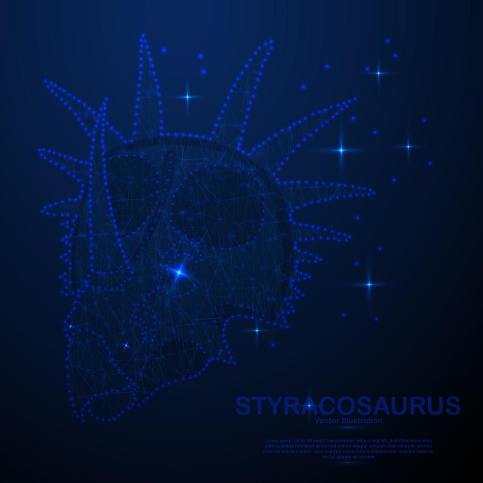 abstract styracosaurus in de ruimte, laag poly stijl ontwerp vector