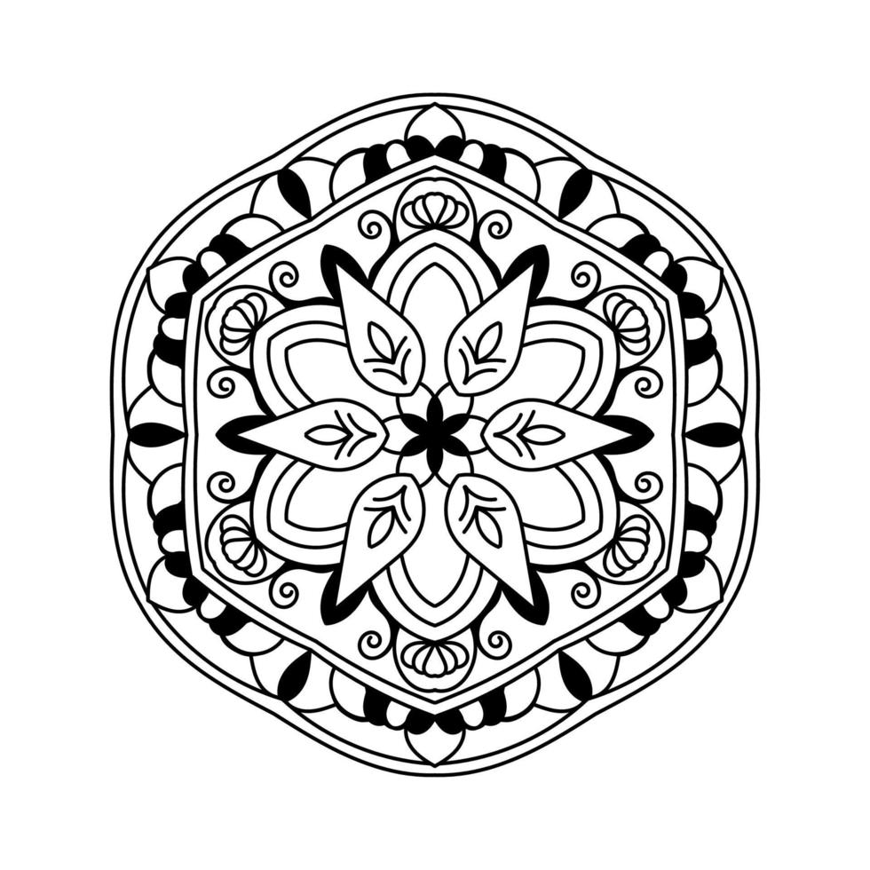 zwart en wit gemakkelijk mandala bloem voor kleur boek. wijnoogst decoratief elementen. oosters patroon vector illustratie.