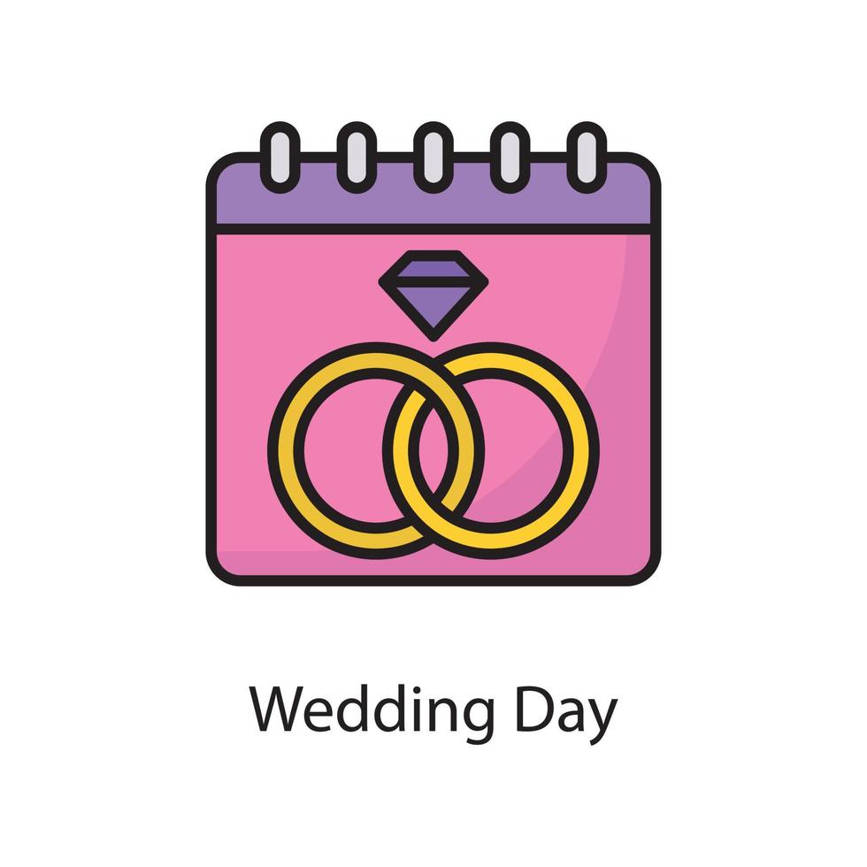 bruiloft dag vector gevulde schets icoon ontwerp illustratie. liefde symbool Aan wit achtergrond eps 10 het dossier