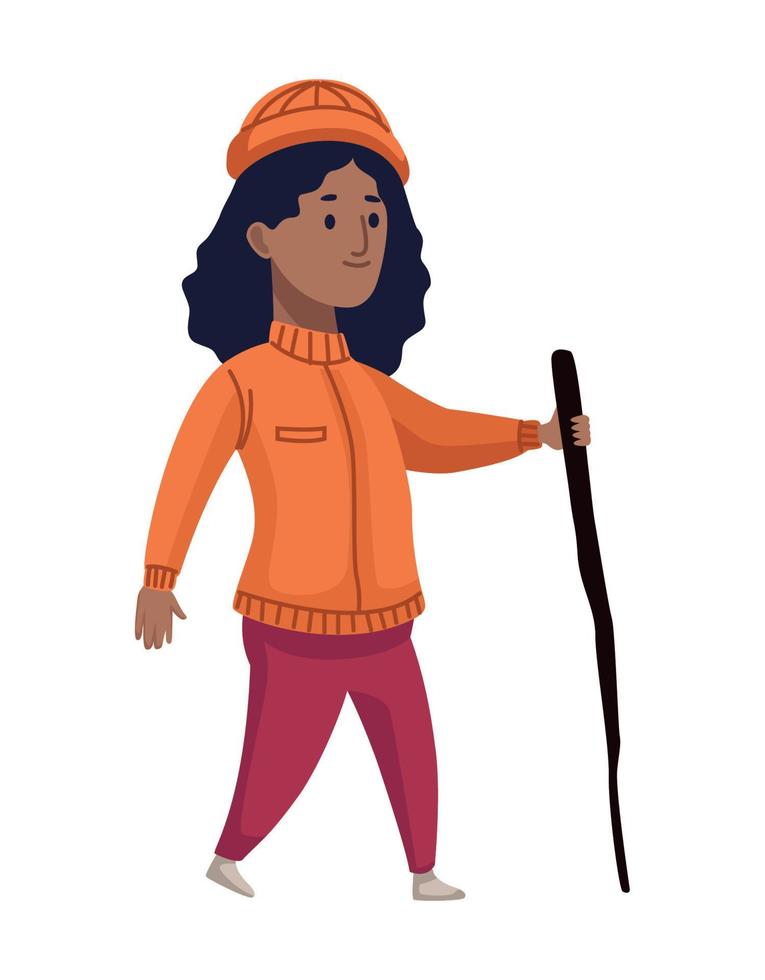 afro reiziger vrouw wandelen vector