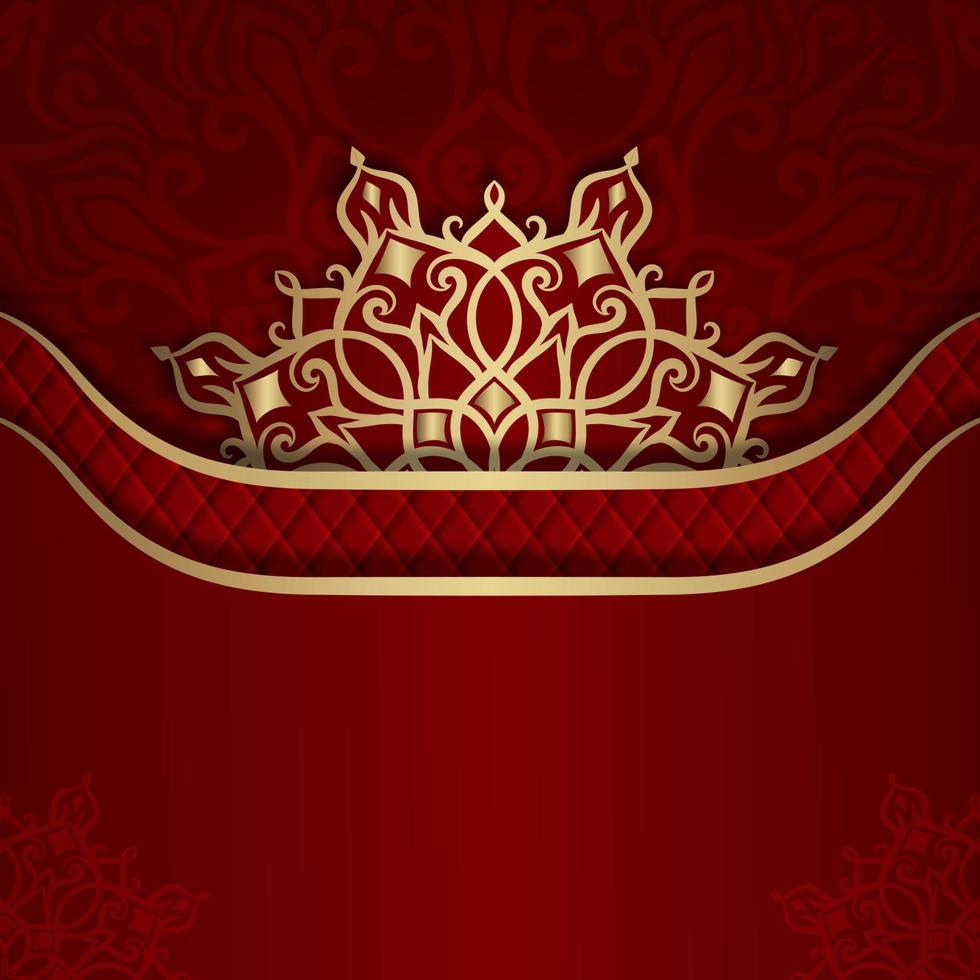 luxe mandala achtergrond rood en goud vector design