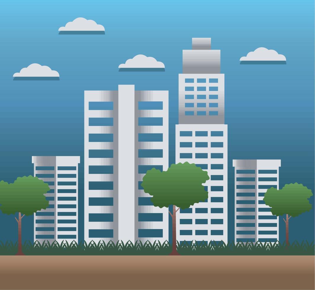gebouwen en bomen groen stad vector
