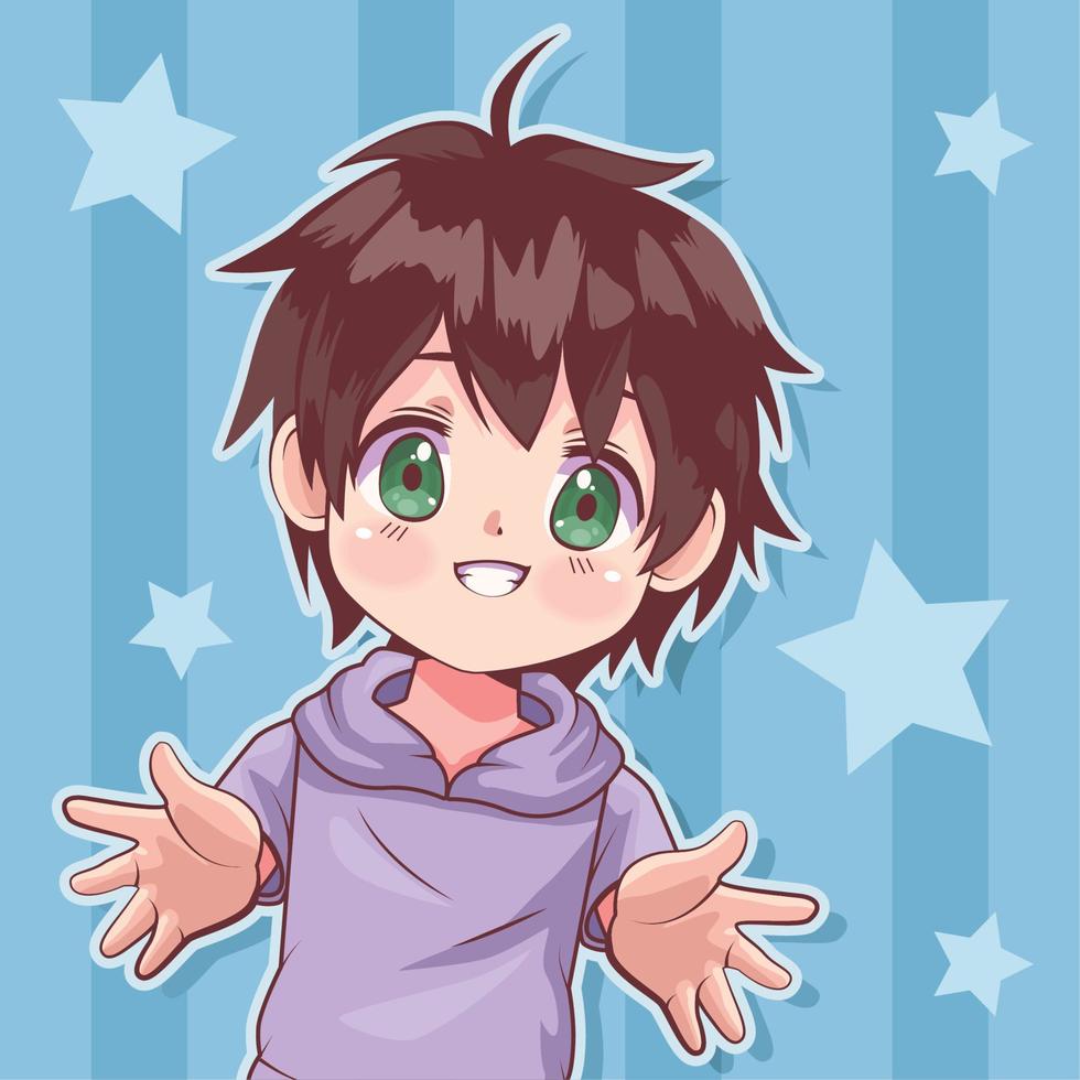 anime jongen met sterren vector