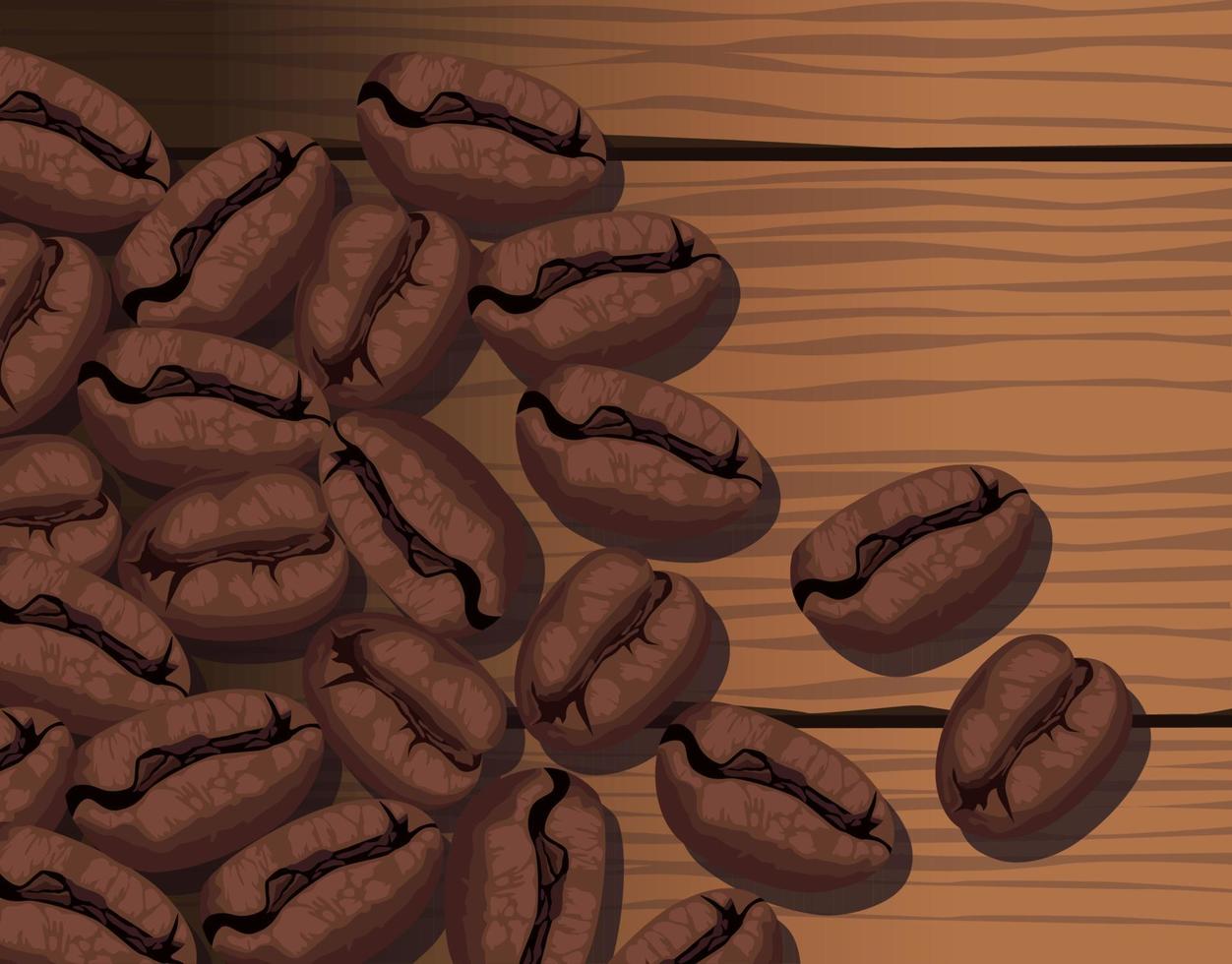 koffie geroosterd brood granen in houten vector
