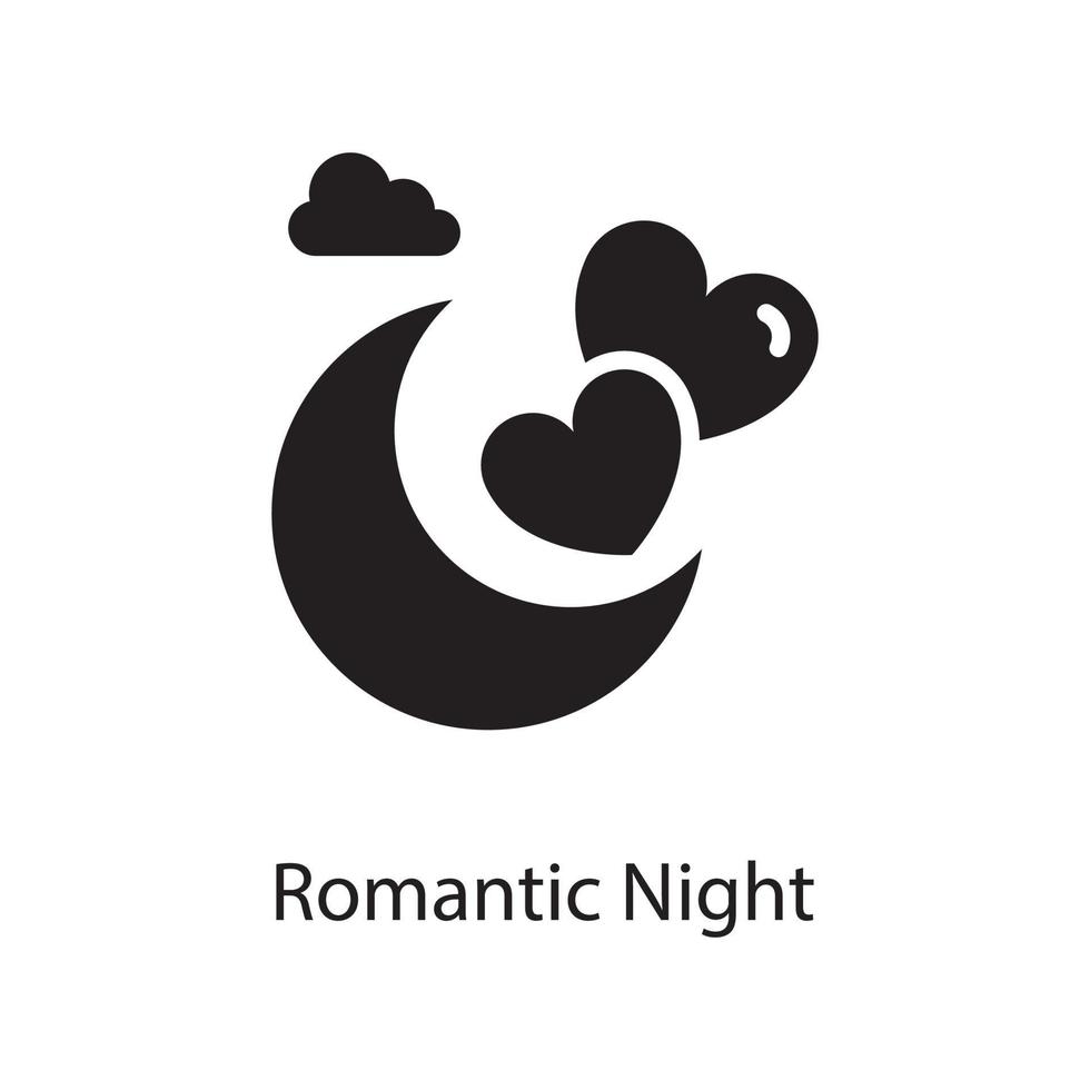 romantisch nacht vector solide icoon ontwerp illustratie. liefde symbool Aan wit achtergrond eps 10 het dossier