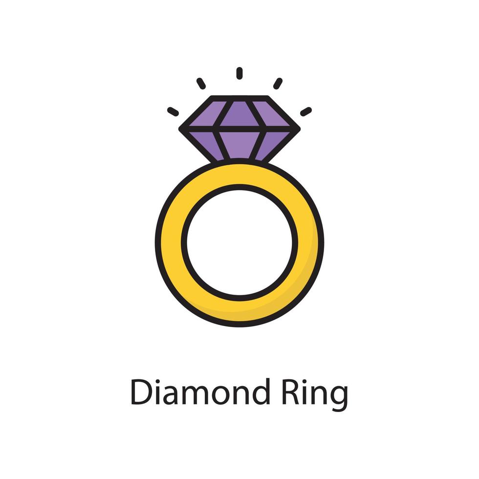 diamant ring vector gevulde schets icoon ontwerp illustratie. liefde symbool Aan wit achtergrond eps 10 het dossier