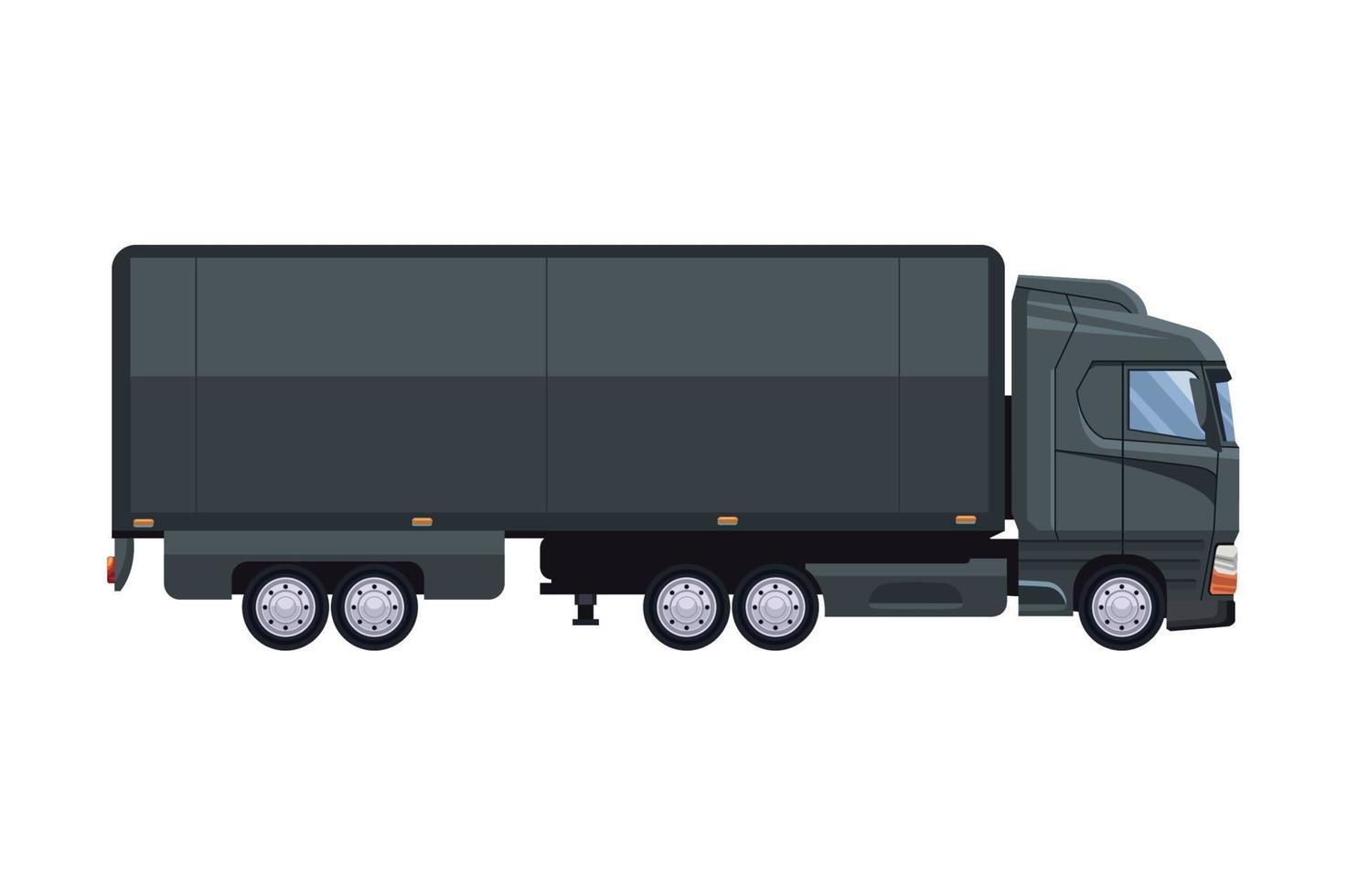 zwart aanhangwagen vrachtauto voertuig mockup vector