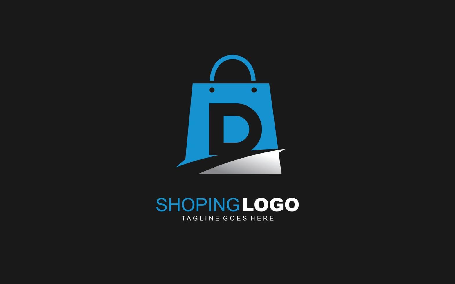 d logo online winkel voor branding bedrijf. zak sjabloon vector illustratie voor uw merk.