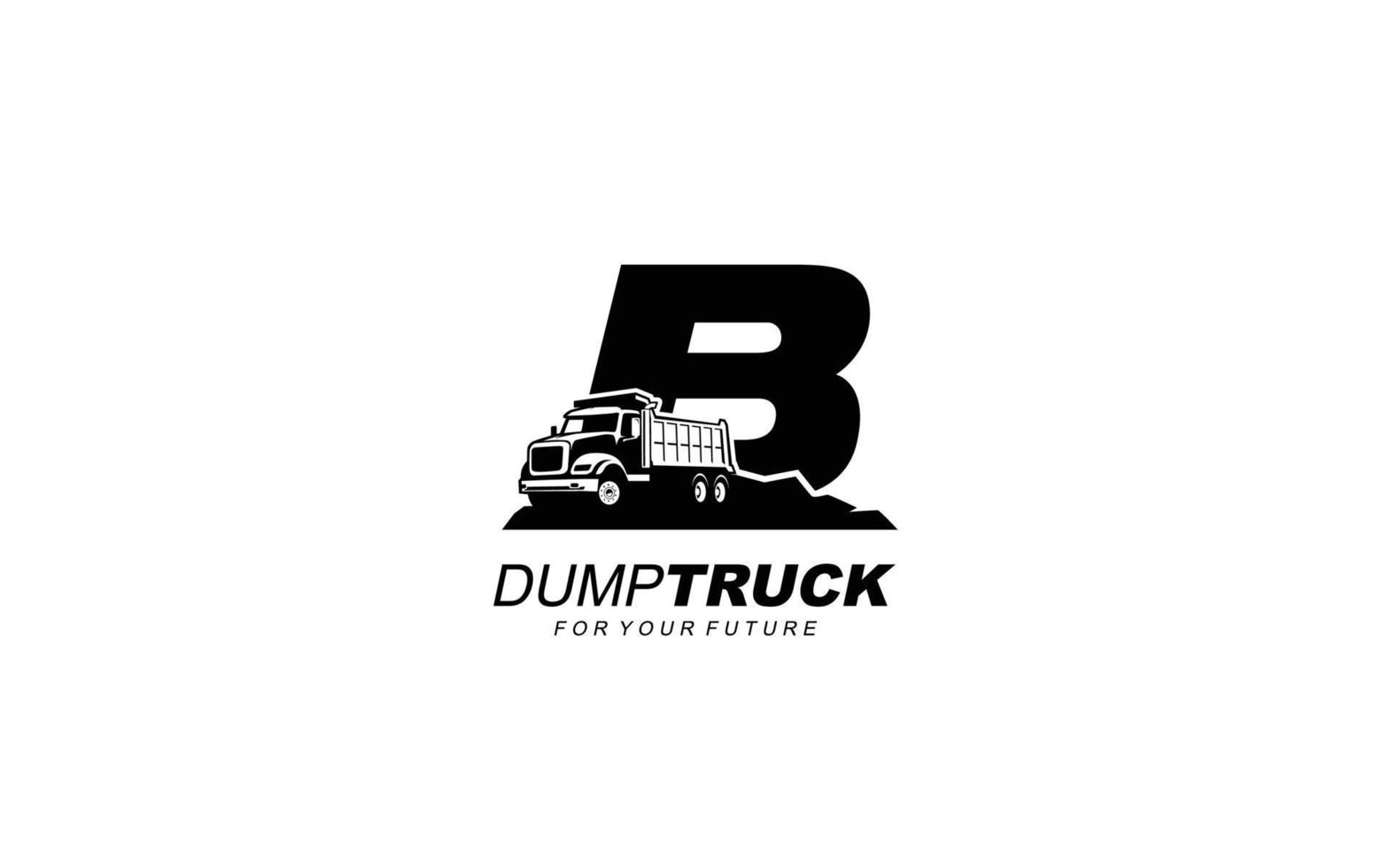 b logo dump vrachtauto voor bouw bedrijf. zwaar uitrusting sjabloon vector illustratie voor uw merk.