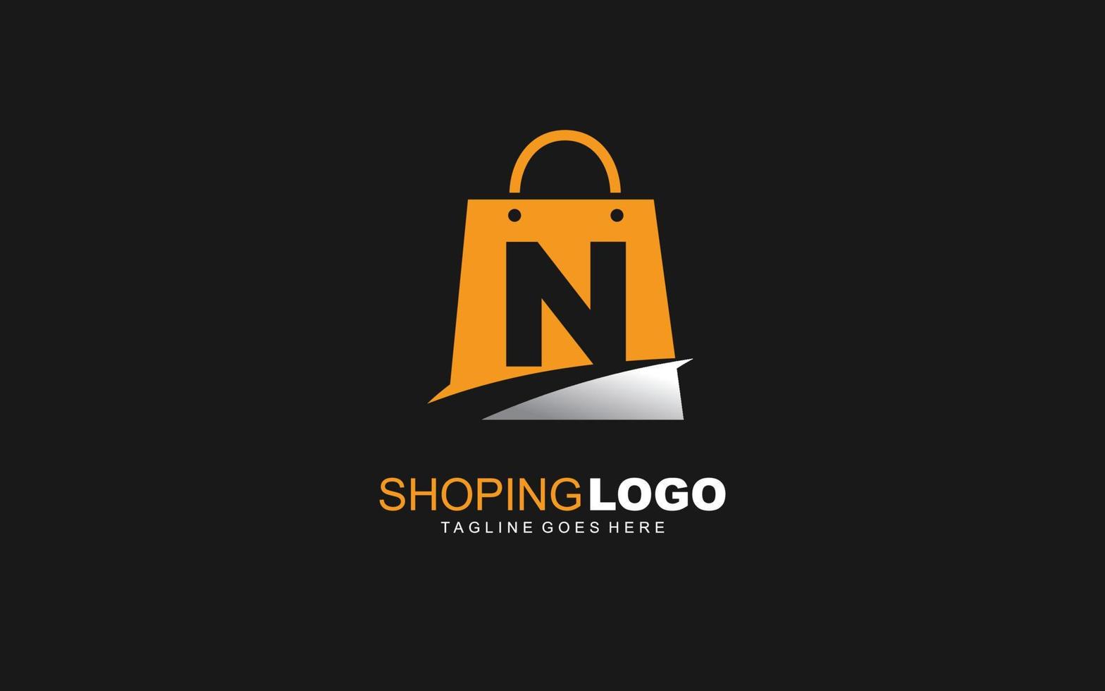 n logo online winkel voor branding bedrijf. zak sjabloon vector illustratie voor uw merk.