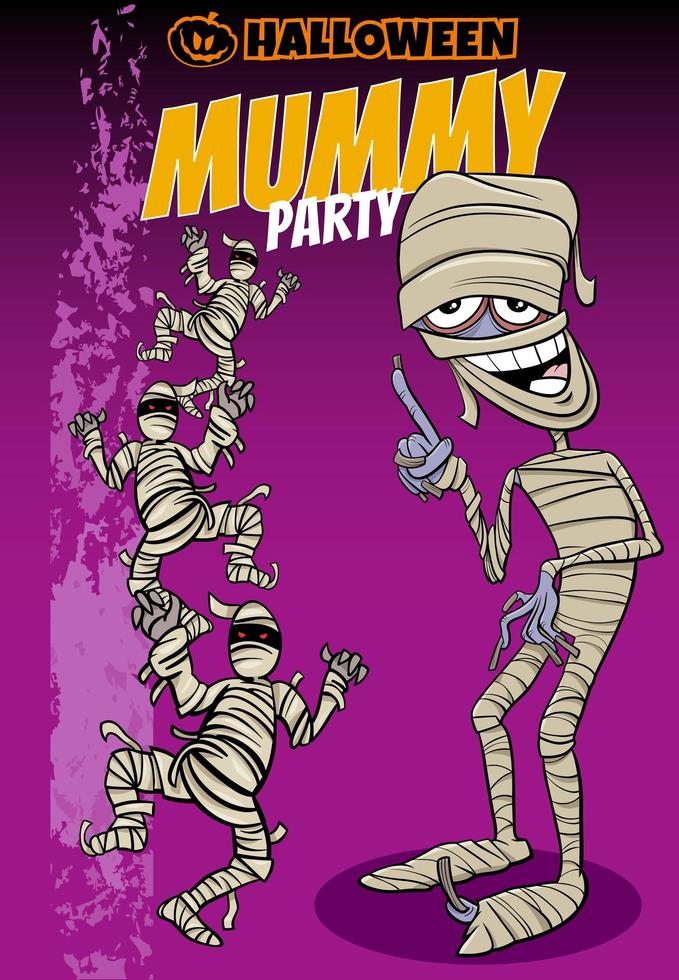 halloween vakantie cartoon posterontwerp met mummies vector