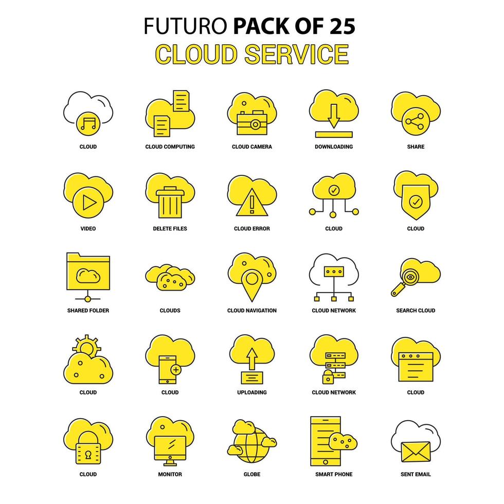 wolk onderhoud icoon reeks geel futuro laatste ontwerp icoon pak vector