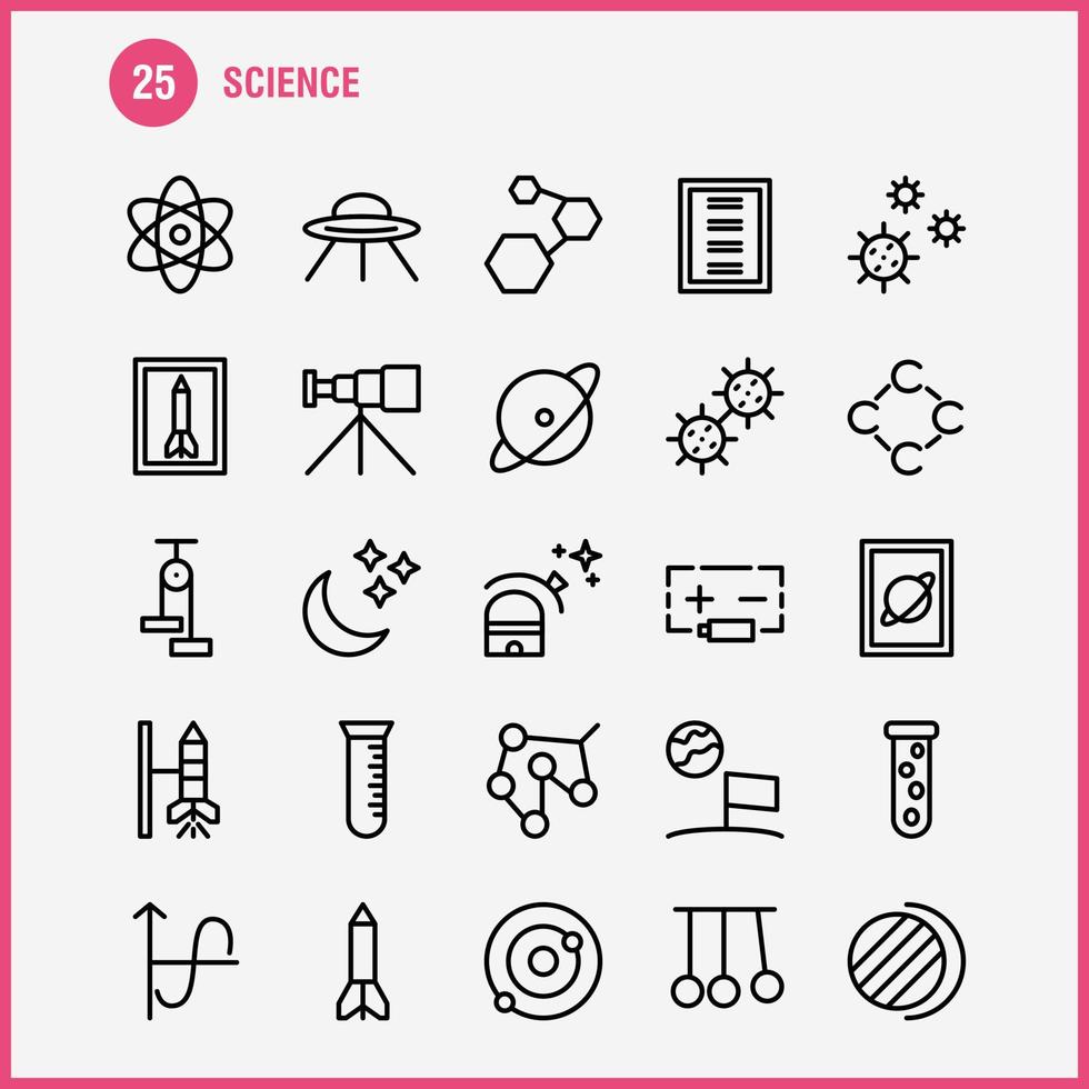 wetenschap lijn icoon pak voor ontwerpers en ontwikkelaars pictogrammen van lancering raket ruimte opstarten astronomie zonne- systeem wetenschap vector