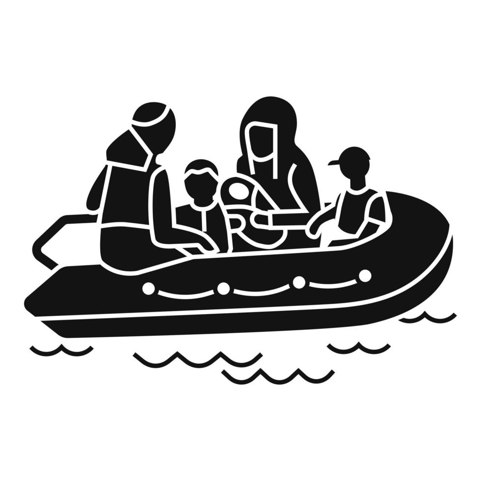 migrant familie boot icoon, gemakkelijk stijl vector