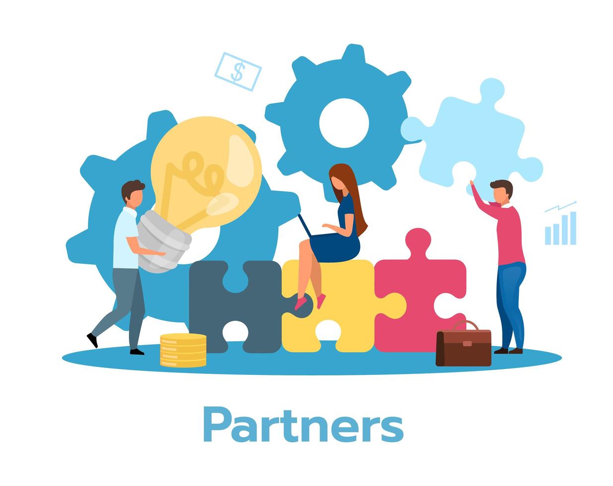 partners platte vectorillustratie. partnerschap concept. vector