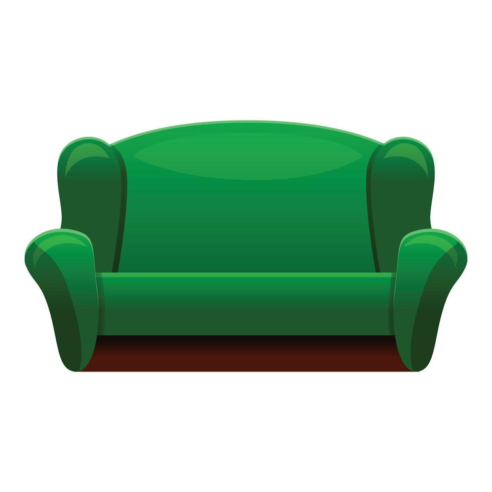 retro groen sofa icoon, tekenfilm stijl vector