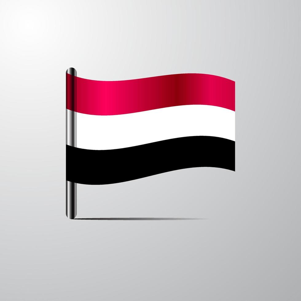 Jemen golvend glimmend vlag ontwerp vector